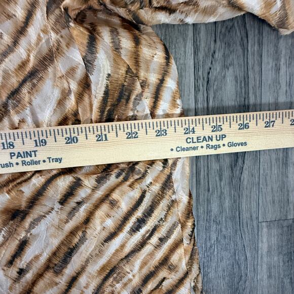 Draper’s & Damon’s 1X Sheer Button Blouse Brown Beige Abstract Tiger Stripe Top - Picture 5 of 5